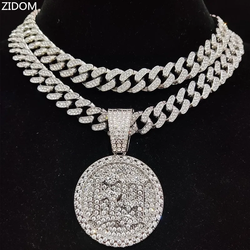 Men Women Hip Hop Number 69 Pendant Necklace with 13mm Crystal Cuban Chain Iced Out Bling HipHop Necklaces Fashion Charm Jewelry | Украшения
