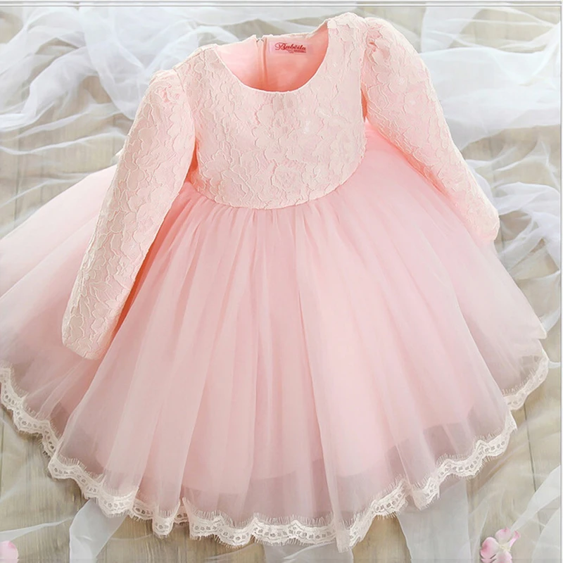 

Hot Sale Korea Style Princess Dress Cute O-neck Fashion Bow-knot Dress Girl High Quality Autumn/summer Mesh Lace Kids Dress