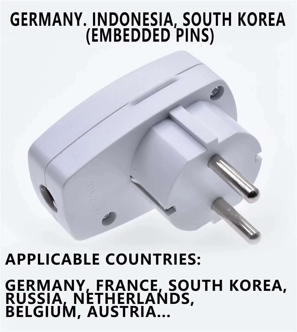 Power Adapter Power Plug Socket Germany Schuko Rewireable Power Plug Wih on-off Power Swtich 250V 10A EU CEE 7/7 Standard Adapter Receptacle Connector Type F WT