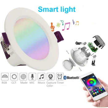 

16 Colors Spot Led Smart Downlight RGB/WW/CW LED Ceiling Round Downlight Led Downlight Bluetooth APP Control Smart Light