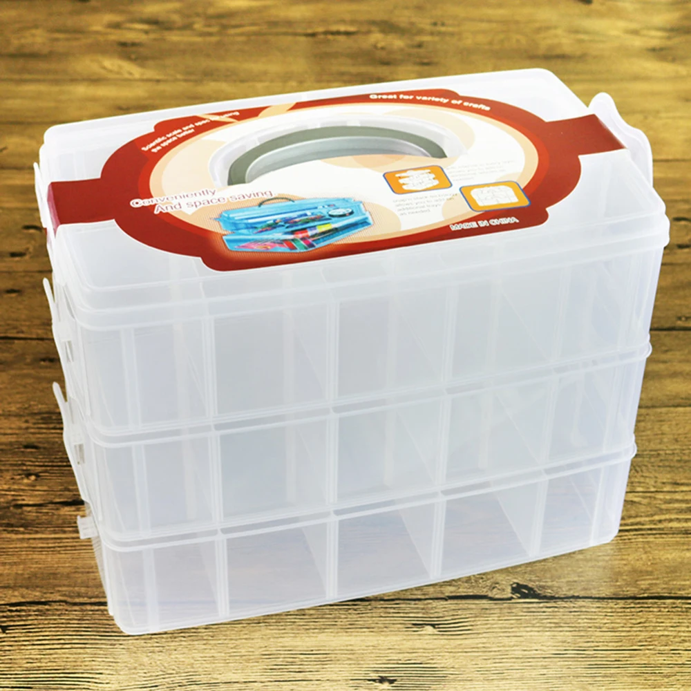 

Extra Large 3 Tier Plastic Transparent Organizer Jewelry Storage Case Detachable Container Holder Craft Tool Sorting Box New