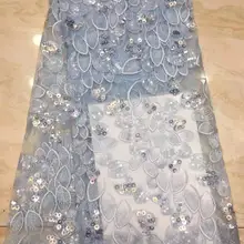 5 ярдов/сумка XC180#6 цветов вышивка блестками Цветы Дизайн Французский стиль ткани для свадебных платьев