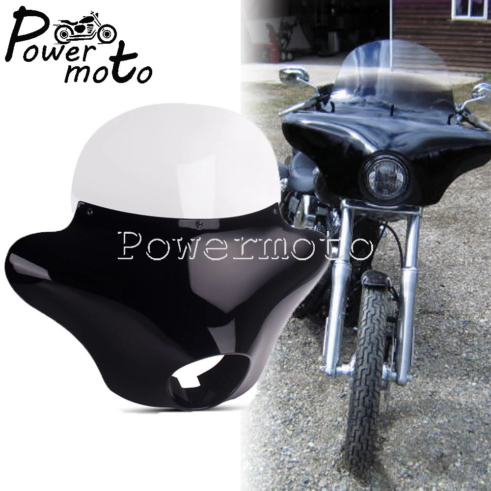 Anteriore Esterno Batwing Carenatura Parabrezza Faro Carenatura Visiera Cowl Maschera Per Harley Sportster Dyna Low Rider Street 750 Fat Bob
