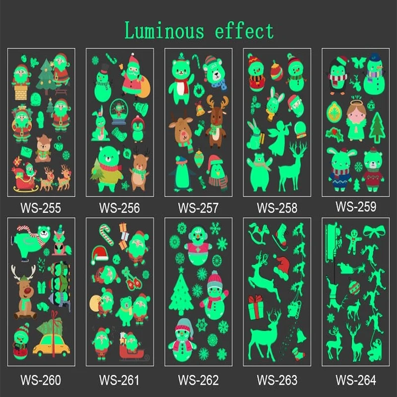 

1PC Luminous Tattoo Christmas Party Cartoon Santa Snowflake Temporary Body Sticker Disposable Waterproof Tattoo Sticker