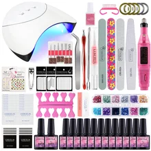 Маникюрный набор для начинающих 36 Вт Светодиодный УФ-светильник Сушилка для ногтей Гель-лак для ногтей Впитывается все для маникюра Инструменты для дизайна ногтей сверлильный станок для ногтей комплект