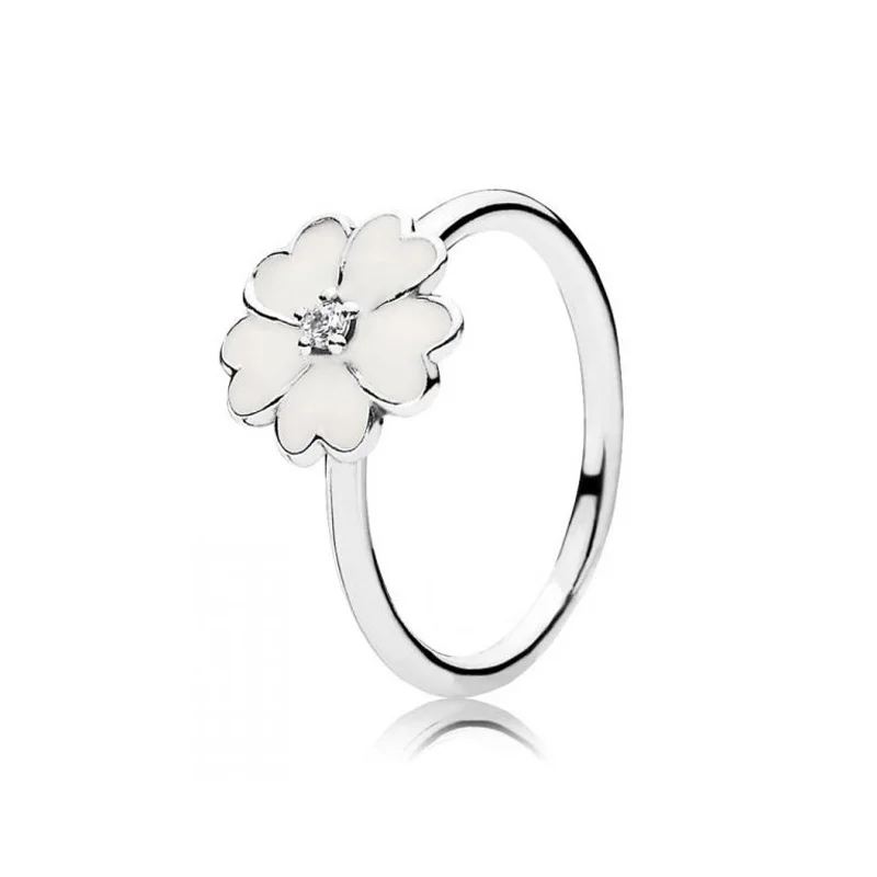 Аутентичные 925 пробы серебро белый Первоцвет кольцо Европы для женщин шарик Шарм подарок DIY ювелирные изделия