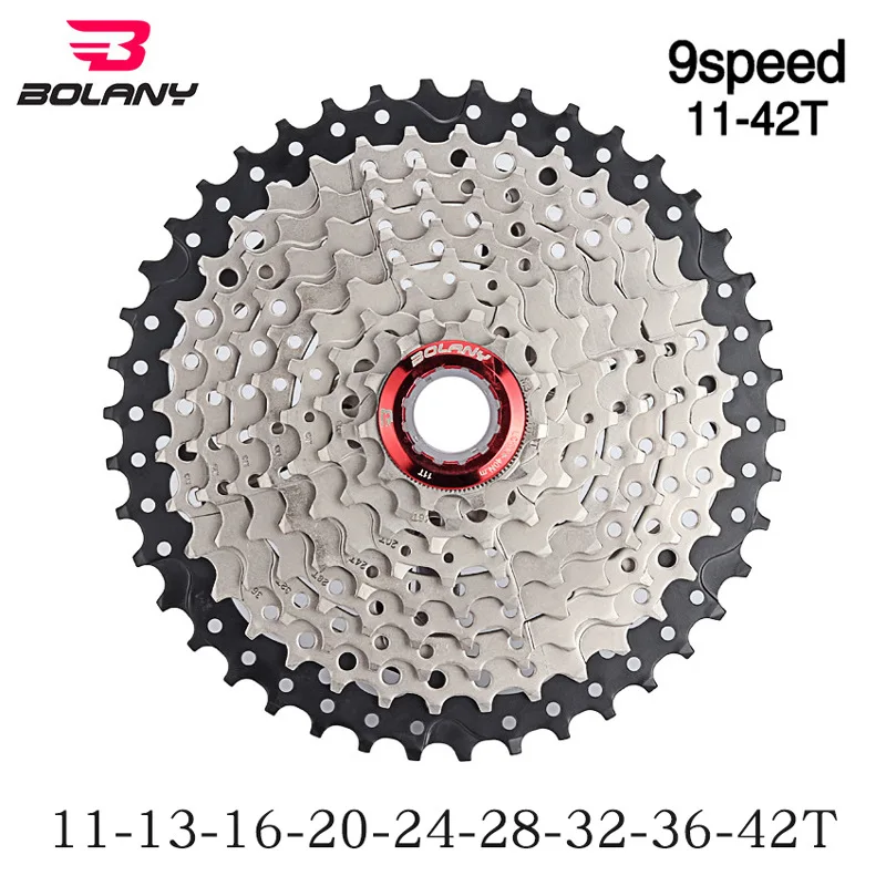 Bolany 9 скоростная кассета MTB 9V 11-42T 11-40T 11-36T 11-32T набор звездочек со встроенной трещоткой для горного велосипеда широкого соотношения Сверхлегкий велосипед маховик cog