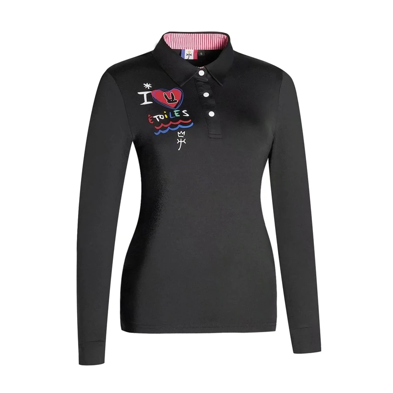 Женская футболка с длинным рукавом для гольфа, вышитая Футболка для гольфа, 4 цвета на выбор