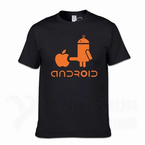 YUANQISHUN Creative Design Spoof Android Robot Funny Print Men's T Shirt New Cotton O-Neck Casual Tshirt Humor Top Tee