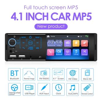 

Z1 4.1 inch Touch Screen Car Radio Stereo Multimedia MP5 Player Bluetooth U Disk AUX Dual USB Microphone Radio Head Unit