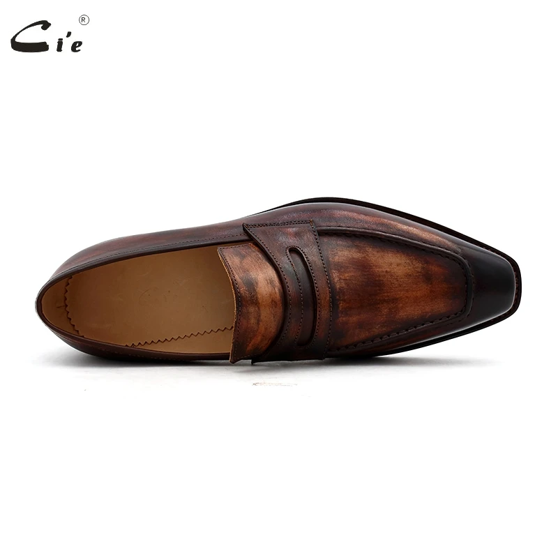 Goodyear welted loafer men formal shoes leather sole shoes for men office dress patina brown business leather loafer 213