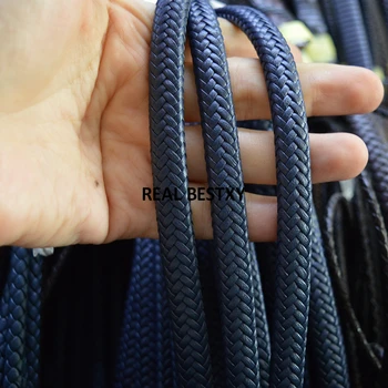 

D038 5m/lot approx 10*6mm navy Leather Cord Thread String for DIY Men Women Bracelet & Necklace Findings braided wide leather