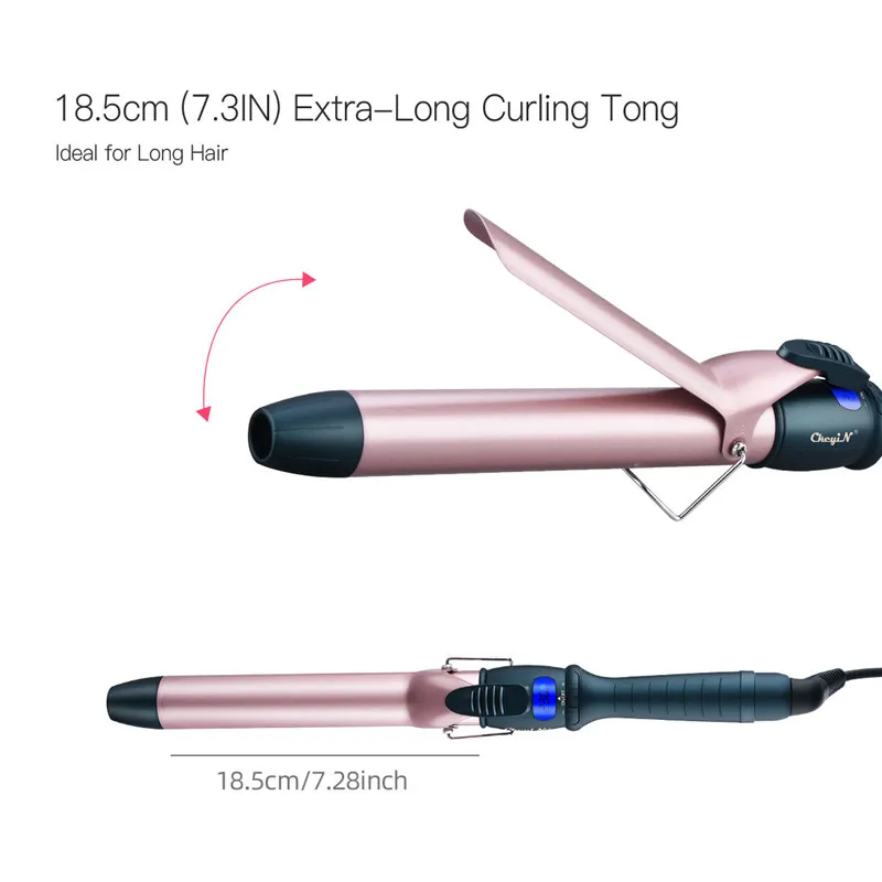 Modelador de Cabelo Ckeyin Cerâmica Elétrica Curling Ferro Lcd Digital Rápido Aquecimento Wand Waver Rolos Curl Cabelo Estilor 25-38mm 6 High Quality Beleza e saúde
