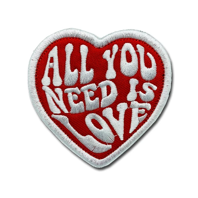 ALL YOU NEED IS LOVE Embroidered Patch – High Quality 3D Creativity Badge with Hook & Loop Armband for Jackets, Backpacks & Clothing