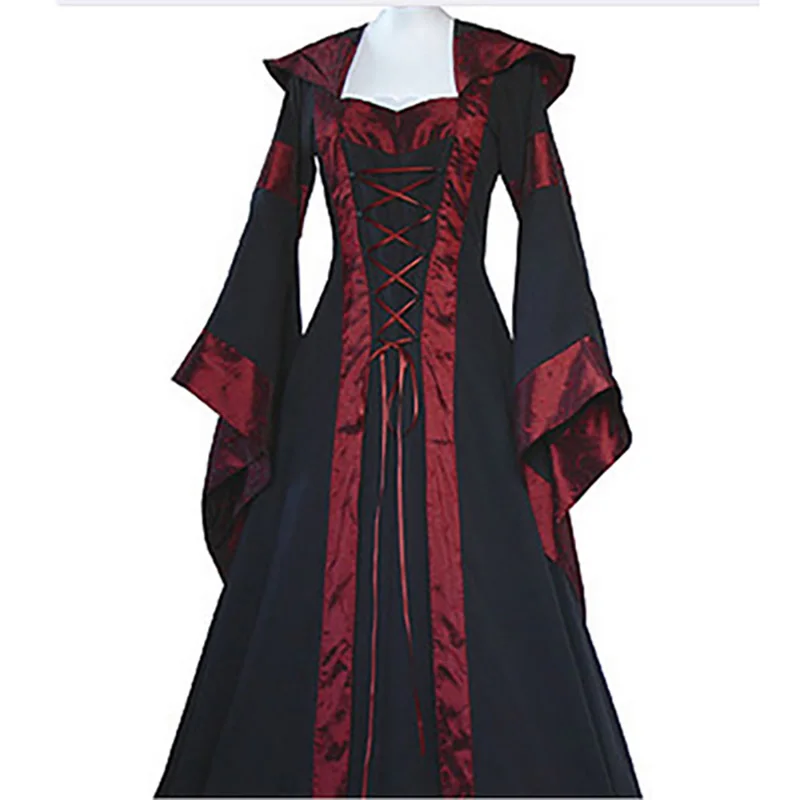 Благородный Виктория Косплей готическое платье средневековый костюм на Хэллоуин для женщин ренессанс принцесса vestidos длинный халат Маскировка - Цвет: Black
