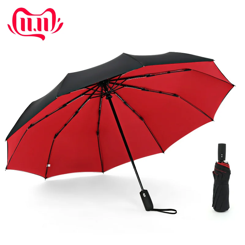 10 ребер три складной зонт для двухслойного полностью автоматического зонта