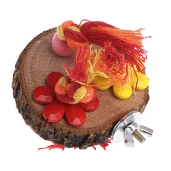 

Parrot Perch Wood Hanging Cage Stand Platform Bird Hamster Round Toys Rack Bite