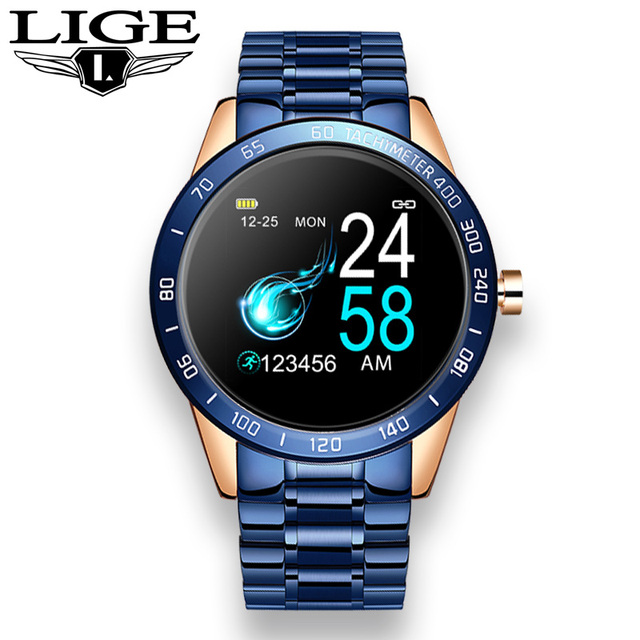 Steel Band Smart Watch Men Heart Rate Blood Pressure Monitor Sport Multifunction Mode Fitness Tracker Waterproof Smartwatch