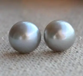 

Unique Pearls jewellery Store Gray Color 9.5mm Genuine Freshwater Pearl Stud Earring Silver Earrings Fine Jewelry Free Shipping