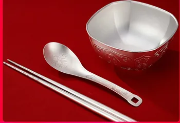 

S999 Foot Silver Bowl Solid Sterling Silver Tableware Spoon Silver Tableware Wedding Gift