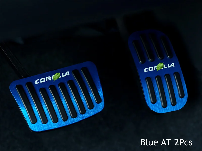 Акселератор автомобиля Подножка педаль пластина сцепления акселератор педаль тормоза для Toyota Corolla 12TH - Color Name: Blue AT 2pcs