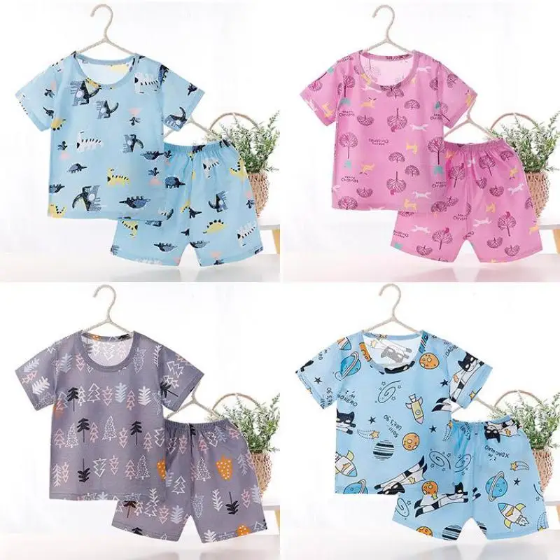 baby boy clothing sets cheap	 Children's Pajama Suit Cotton Home Clothes Summer Air Conditioning Clothes New Thin Baby Girls Boys Clothes 2-piece Clothing Sets cheap