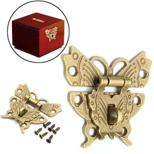 Loquet à papillon en alliage rétro Vintage, boîte à bijoux en bois, étui à loquet