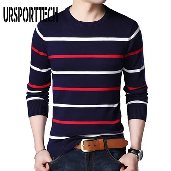 

Autumn Men Sweaters for 2019 Men O-Neck Striped Pullover Slim Fit Knittwear Winter Wool Sweaters Men Casual Knitted Pull Jumper