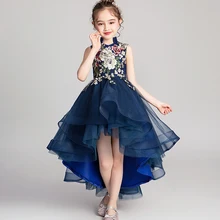 Тюлевое платье с аппликацией для девочек; платье для первого причастия; кружевное праздничное вечернее платье с цветочным узором для маленьких девочек; вечерние платья принцессы для девочек на свадьбу