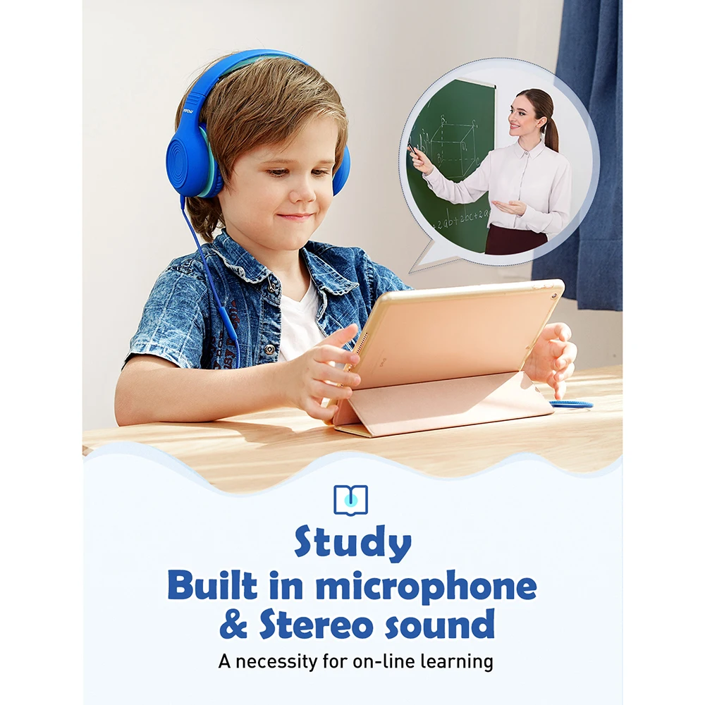 US $26.90 2pcs Mpow Ch6s Kids Headphones Wired Headset For Children Adjustable Foldable Design Headsets With Mic Volume Limit For Pc Mp3