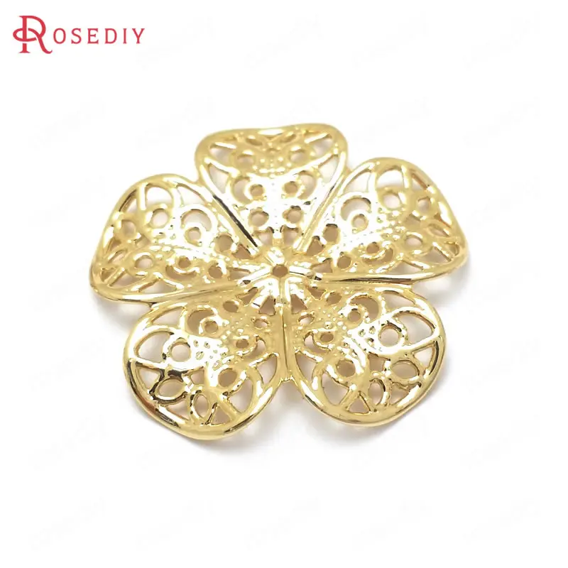 (37118)10PCS 25MM 24K Gold Color Brass Big Flower Spacers Beads Caps High Quality Jewelry Making Supplies Findings Accessories | Украшения