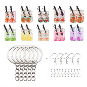 

DIY Jewelry Kit With Glass Bottle Pendants Open Jump Rings Hooks Clasps for Keychains Earrings Jewelry Making DIY Accessories