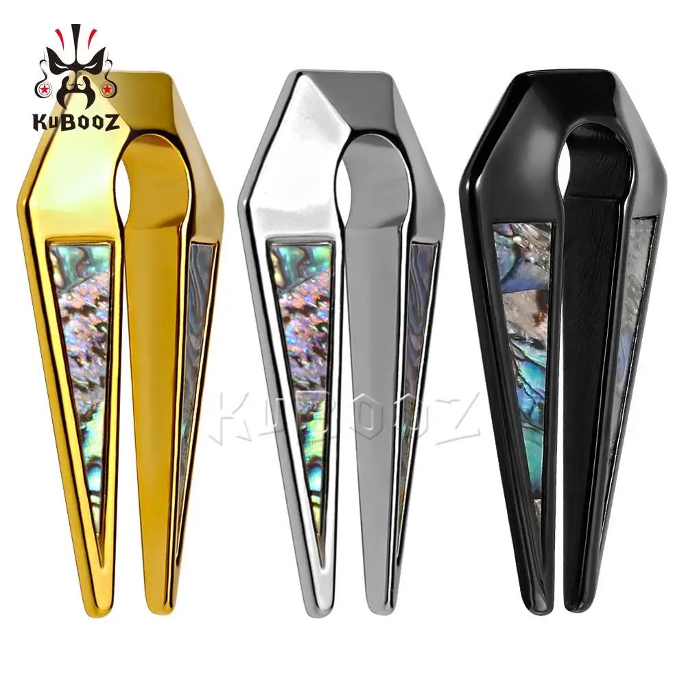 Comprar Kubooz piercing Venta caliente clip de oreja de oro de acero inoxidable piercing de oreja medidores joya expansora para el cuerpo par de venta