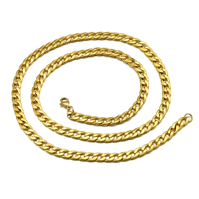 GAGAFEEL Панк круглый Майами, кубинская сеть 6 мм 60 см золото серебро верёвка из нержавеющей стали цепи рок мужское эксклюзивное ожерелье - Metal Color: Gold 6mm