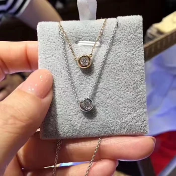 

YTF104 925 Silver Zircon Girl Necklace Birthday Wedding Party Lovers Gift