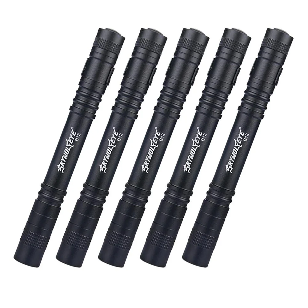 

SKYWOLFEYE Upgraded Led Medical Penlight, 1/ 3/ 5/ 10 Pcs EDC Aircraft XPE Q5 Real 2000 Lumen Black Nurse Penlight with Clip