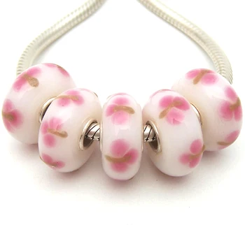 

JGWG2392 5X 100% Authenticity S925 Sterling Silver Beads Murano Glass beads Fit European Charms Bracelet diy jewelry Lampwork