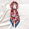 KOI LEAPING aesthetic Strawberry long silk scarf female multi-function decorative scarf headband tie wrist strap bag belt 3