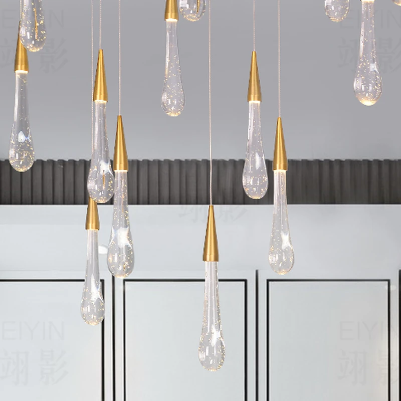 

Gold Water drop Crystal Creative Pendant Light European-style Luxury LED Lamps Moderm Glass Indoor Lighting Restaurant