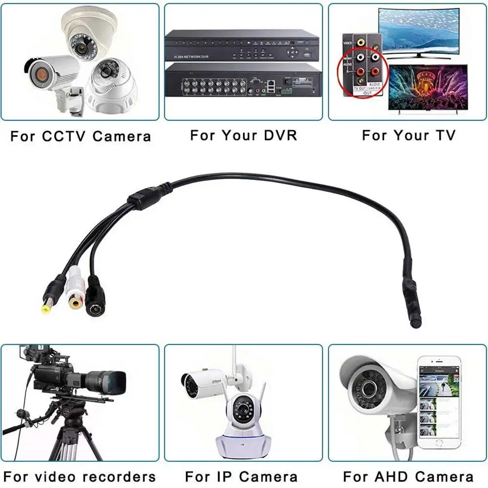 DC 9-14 в звуковой монитор аудио пикап мини звукосниматель Аудио Микрофон RCA кабель питания для Cctv камеры безопасности DVR видеонаблюдения