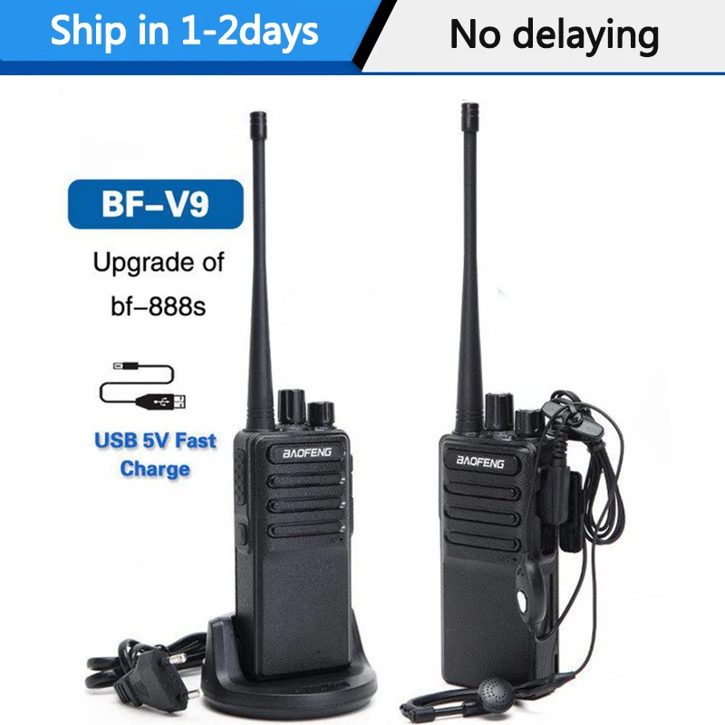 2 шт. Baofeng BF V9 мини рация USB быстрая зарядка 5 Вт UHF 400 470 МГц Ham CB портативный