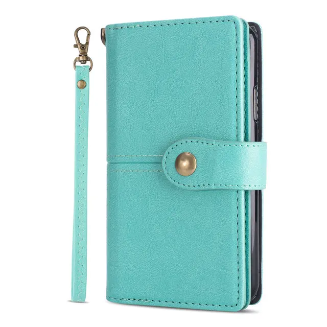 Многофункциональный кошелек Etui для Coque samsung Note 10 Plus чехол S10 5G S10e S9 S8 Plus Note9 флип для samsung Galaxy Note 10 чехол - Цвет: Mint green