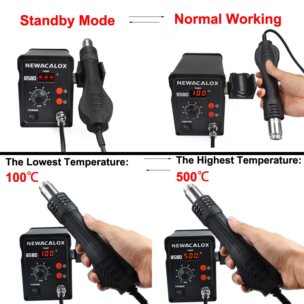 NEWACALOX 858D 700W EUUS 100-500 Degree Hot Air