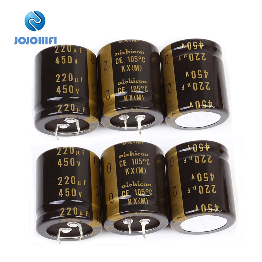 1pcs-6pcs Nichicon KX 220UF 450V 30x35mm Pitch 10mm 450V/220uf Audio Electrolytic Capacitors w/Gold-plated Copper Feet