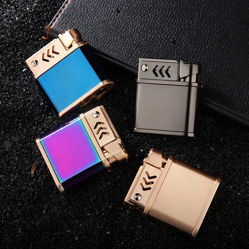 Kerosene Lighter Retro Portable Grinding Wheels Lighter Windproof Metal Cigarette Lighter Smoking Accessories Gadgets for Men