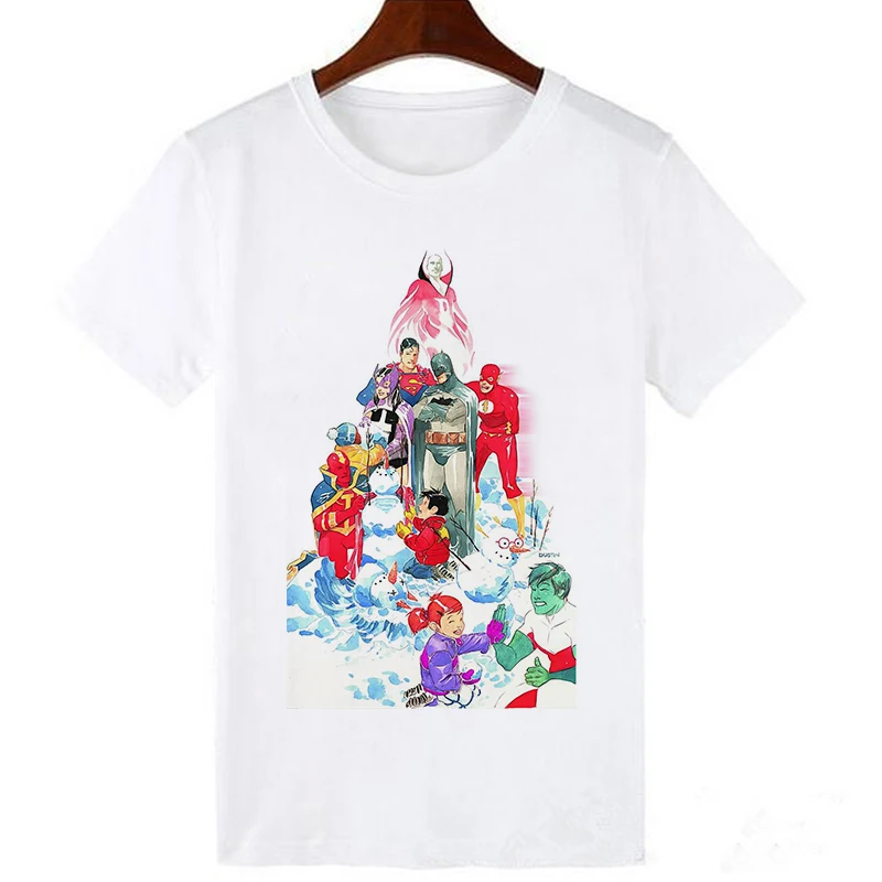 Showtly Superhero Marvel Merry Christmas Women T Shirt Kawaii Short Sleeve Harajuku Casual Vintage Super Soft Plus Size Tops