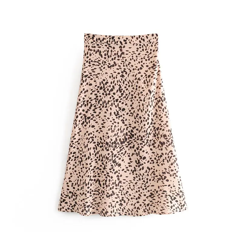 JuneLove женские осенние леопардовые юбки с винтажным принтом женские миди юбки с высокой талией Повседневная Уличная одежда женская Свободная юбка, суженная книзу