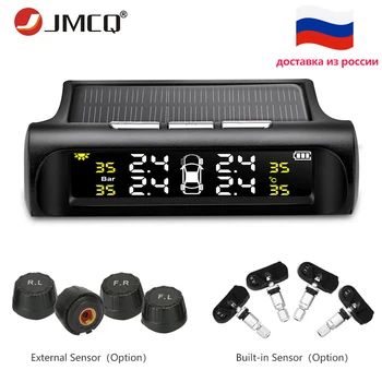 

JMCQ Wireless TPMS Alarm Tire Pressure Sensor Monitoring System Solar power charging Auto Security Warning Control Four sensors
