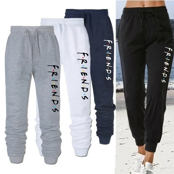 2023 Autumn Winter Women Sweatpants Friends TV Show Letter Print Pants Casual Fashion Loose Joggers Sports Trousers S-4XL