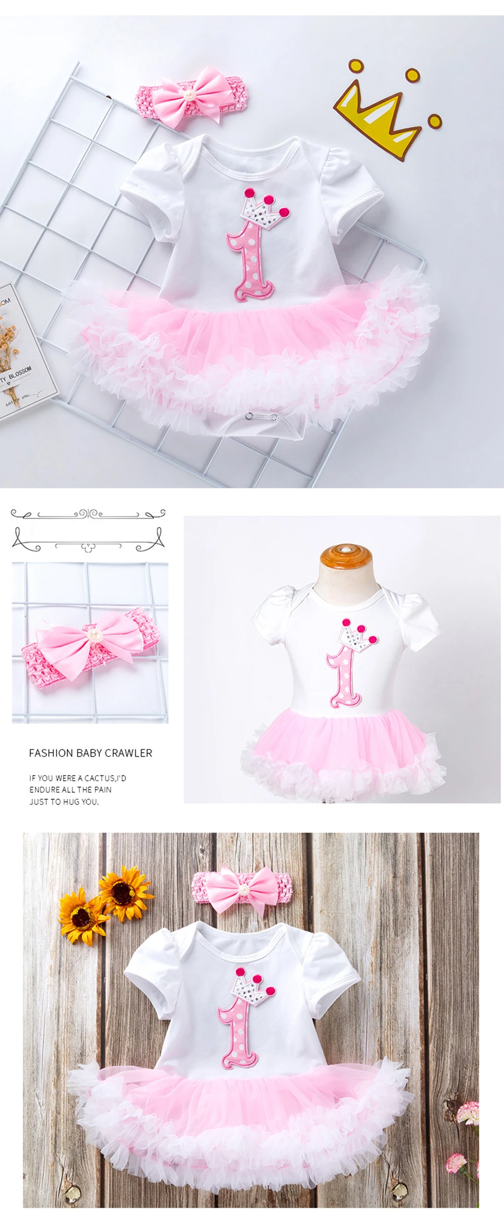Infant Girl Rompers Dress Baby Girls Birthday Clothes Sets Outfits 2pcs Newborn Cotton Tutu Jumpsuit Party Clothes20190923_172742_021